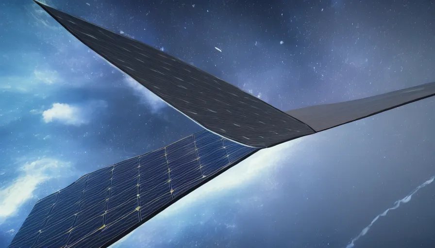 Image similar to solar sail in space, blocking sun, earth visible below, trending on art station, 8 k, octane render