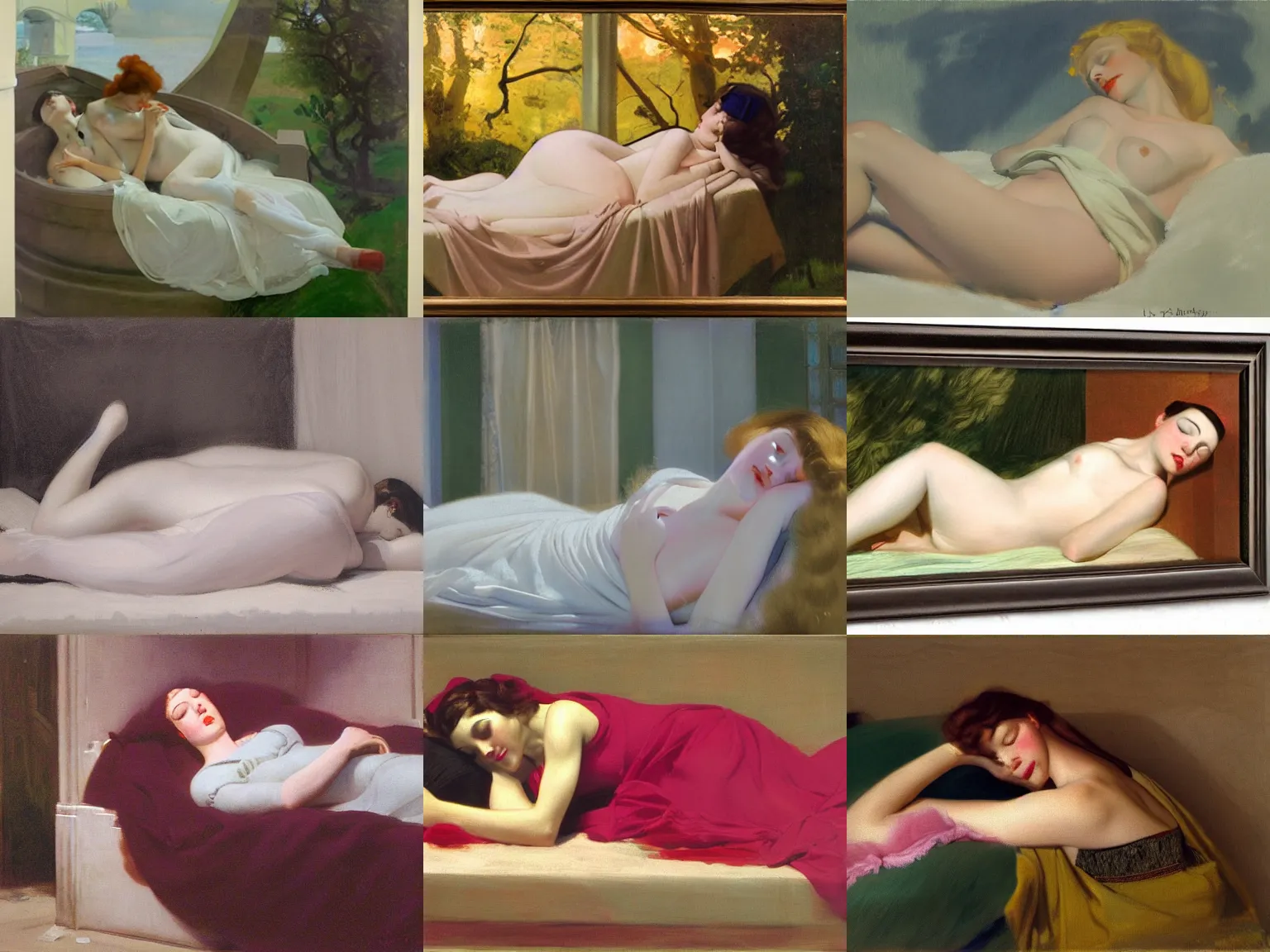 Prompt: study for the sleeping beauty by herbert james draper