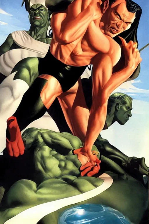 Prompt: namor the submariner. art by alex ross.