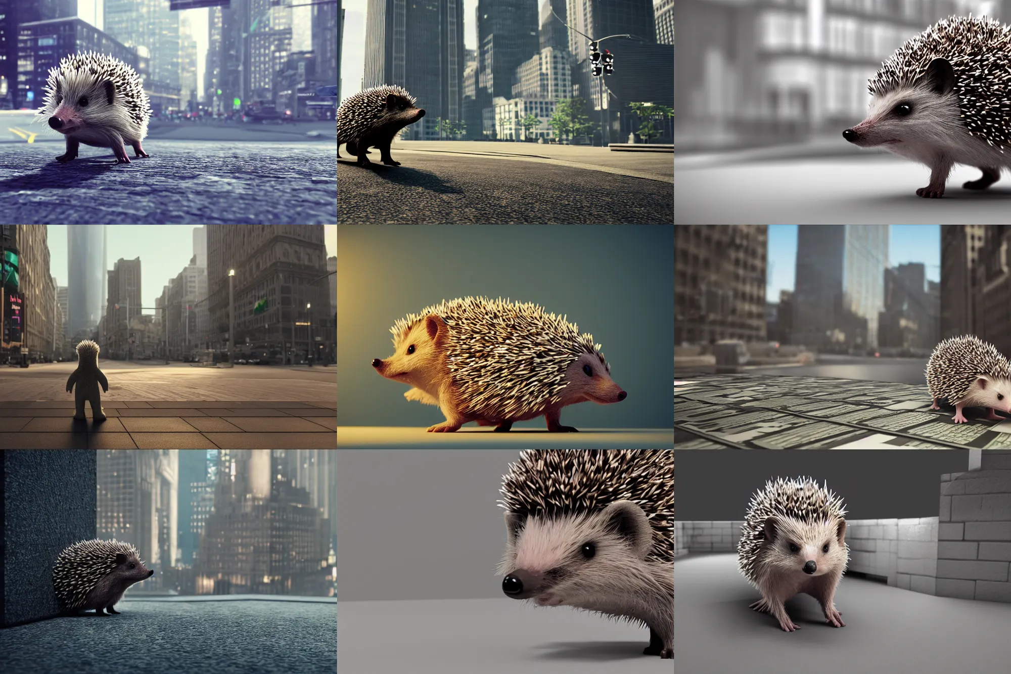 Prompt: hedgehog looking at the stock market, wall street, octane render, blender, maya