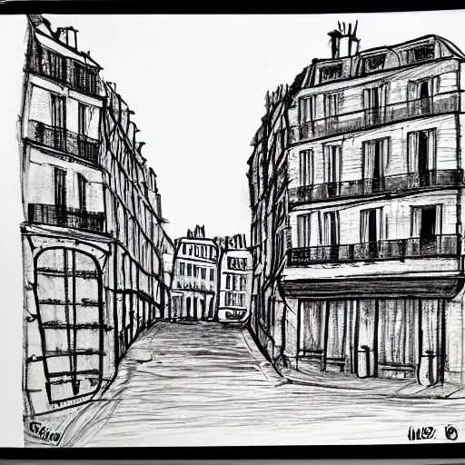 Image similar to hand drawing sketch of an old street in paris