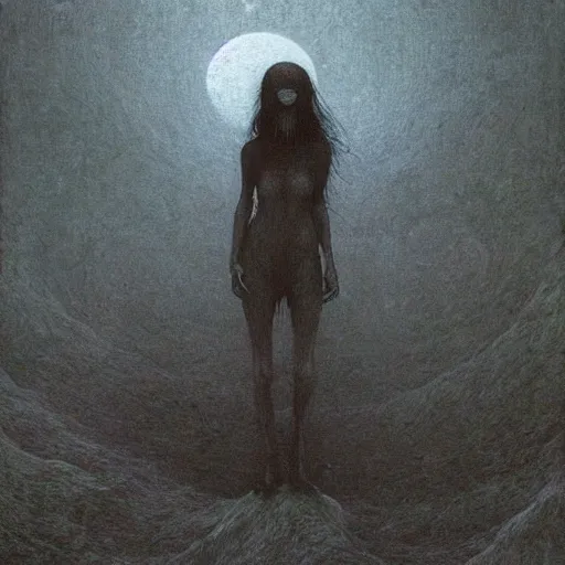 Image similar to werewolf girl by Beksinski