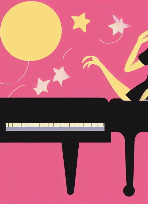 Prompt: illustration of girl playing piano, 4 k, high quality, sharp fucos