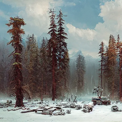 Prompt: a photo by ivan shishkin and simon stalenhag