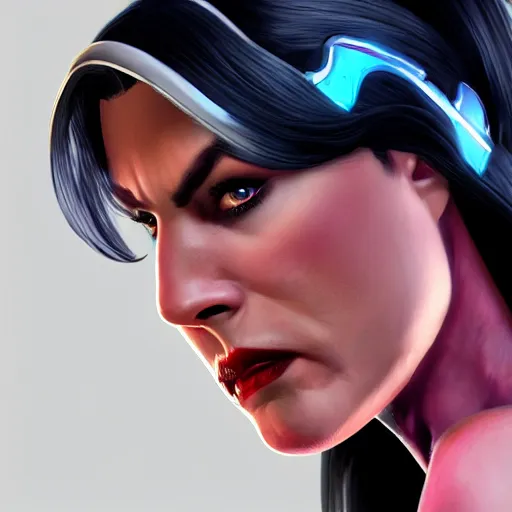 Image similar to a screenshot of arnold schwarzenegger as widowmaker in overwatch, portrait, fantasy, beautiful face, vivid colors, elegant, concept art, sharp focus, digital art, hyper - realistic, 4 k, unreal engine, highly detailed, hd, dramatic lighting by brom, trending on artstation