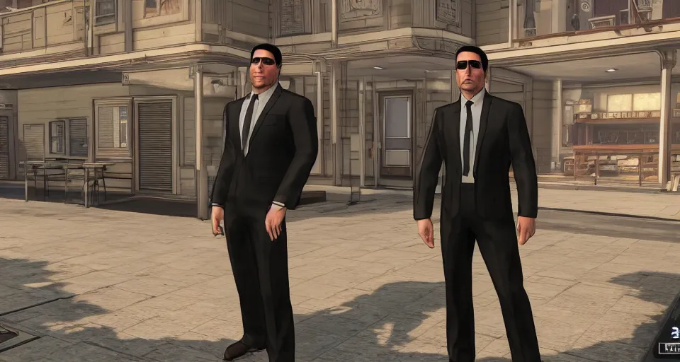 Prompt: Screenshot of Sterling Archer from the show Archer as a 3d NPC in the videogame 'Hitman 3' (2021). Scene is a wealthy event in a decadent environment. Sharpened. 1080p. High-res. Ultra graphical settings.