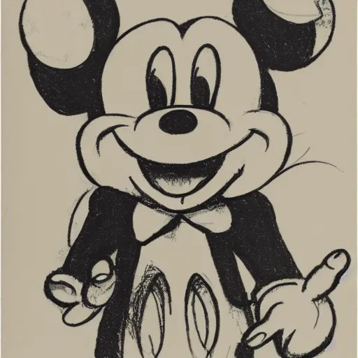 Prompt: mickey mouse playing with a skull first sketch, original drawing, 1 9 3 0, walt disney sketch