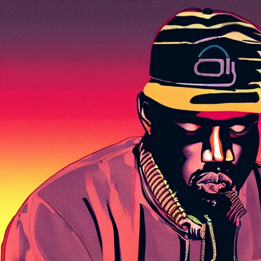 Prompt: Kanye with a bat official GTA artwork midshot
