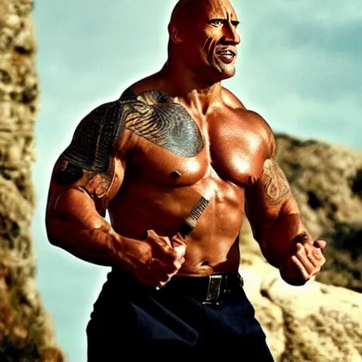 Image similar to dwayne the rock johnson in eyebrow raise