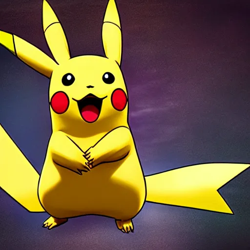 Image similar to Pikachu in The Meta-verse 4K quality super realistic