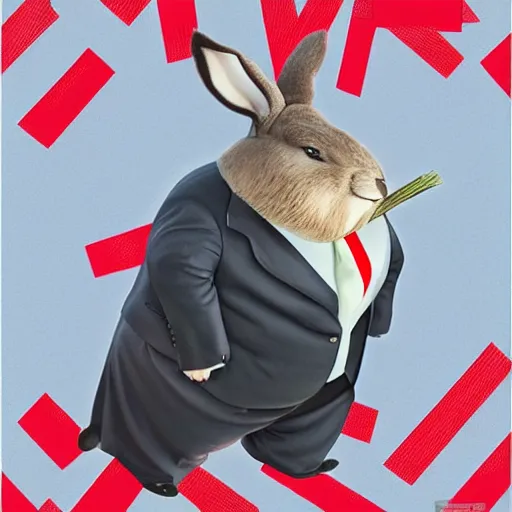 Image similar to hyper realistic big Chungus as the president of the United States of America. Award winning photography