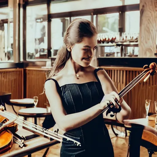 Image similar to a social media post for a live music event for a violinist in a restaurant