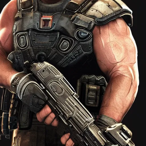 Image similar to a 40 years old Bruce Willis as a buffed gears of war 4 videogame character, undertailed, 8k render,