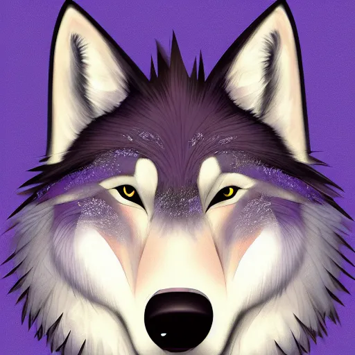 Image similar to An anthropomorphic lavender-colored wolf character with spiky white hair, furry fandom, digital painting, portrait, stylised, cute
