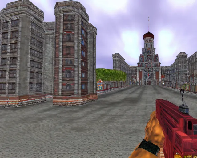 Image similar to russian city in doom 6 4 full screen. st. petersburg