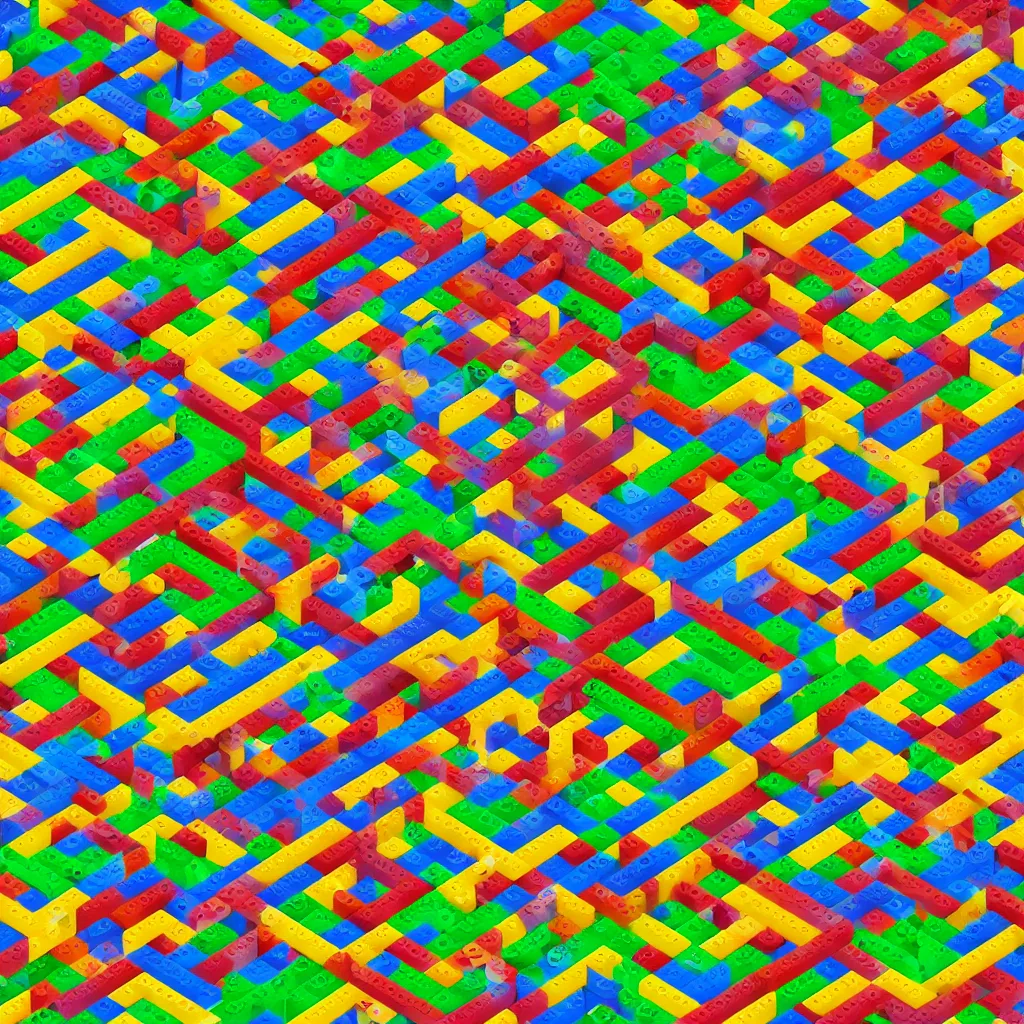 Image similar to wimmelbilder maze made of lego, isometric