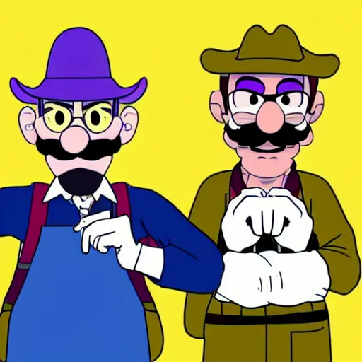 Image similar to waluigi as walter white in breaking bad, drug - war with wario - pinkman