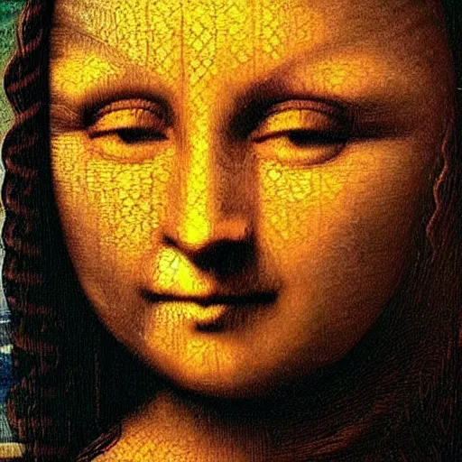 Image similar to cat face on mona lisa painting