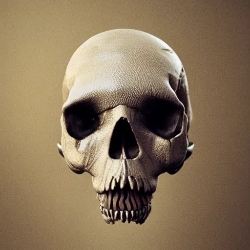 Image similar to realistic photo of a skull of a weird alien creature, intricate, bones, photorealistic, ultra detailed, realistic, 35mm, photography, octane, high definition, depth of field, bokeh, 8k, artstation