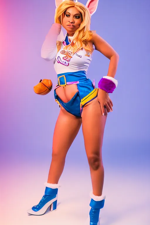 Image similar to keisha as lola bunny, cosplay, photoshoot, studio lighting, 4 k, hdr colors