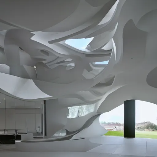 Image similar to house designed by zaha hadid