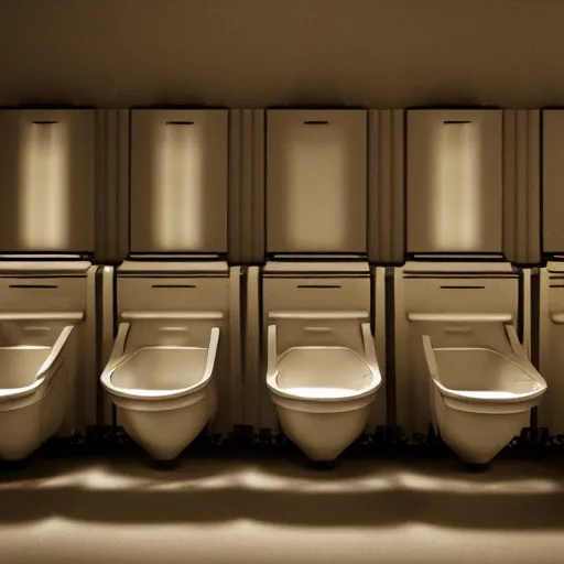 Prompt: approximately 1 2 urinals in a dark room, realistic, photoreal high detail