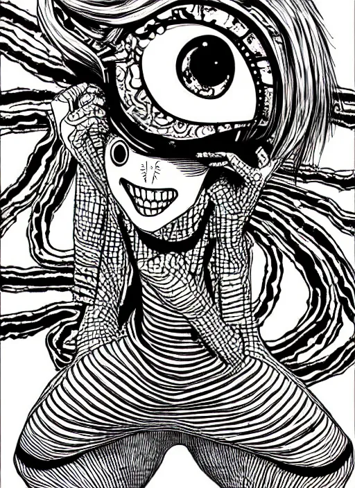 Image similar to junji ito style inkling from splatoon, splatoon, inkling, intricate, highly detailed, illustration, art by junji ito