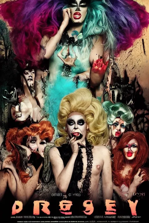 Image similar to drag queen monster post - apocalyptic horror movie poster