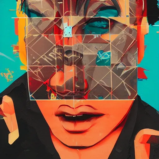 Prompt: Supreme x FF7 Profile Picture by Sachin Teng, asymmetrical, Organic Painting , Matte Painting, geometric shapes, hard edges, graffiti, street art,:2 by Sachin Teng:4