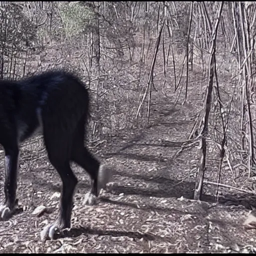 Image similar to werewolf caught on trailcam 8 k detailed