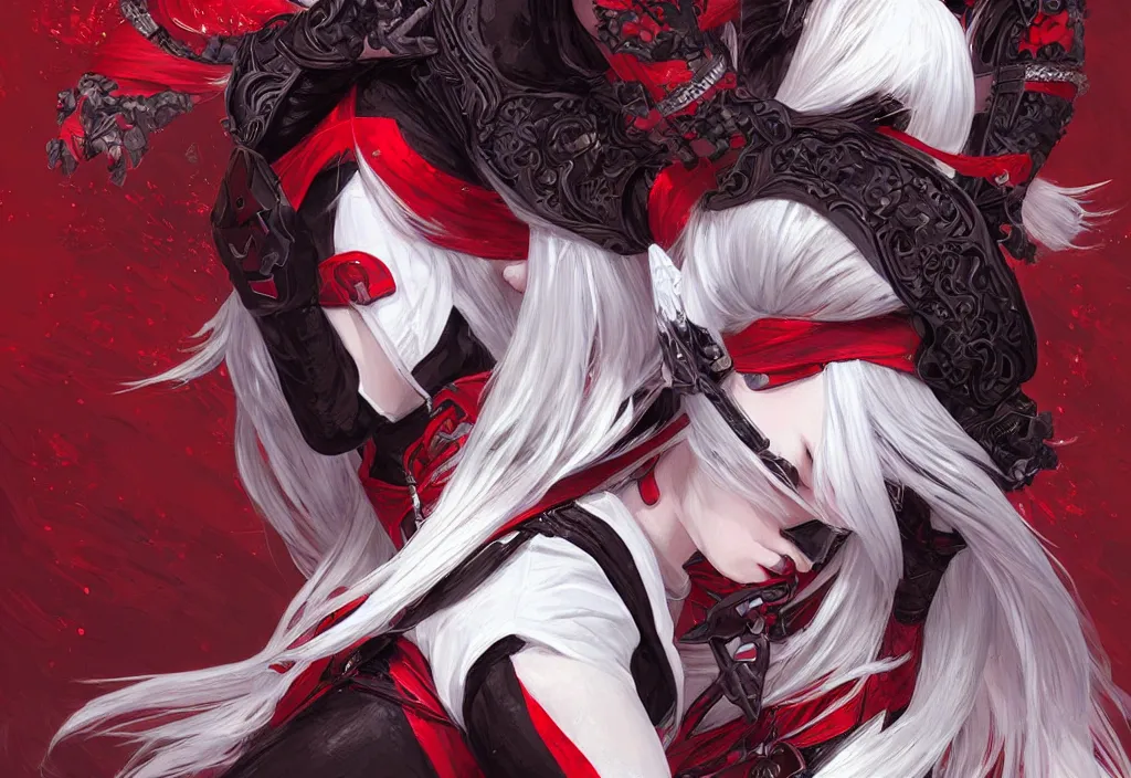 Image similar to portrait ninja gaiden girl, white and red ninja wardrobe, at snowy fuji mountain, ssci - fi and fantasy, intricate and very very beautiful, detailed, digital painting, artstation, concept art, smooth and sharp focus, illustration, art by tian zi and wlop and alphonse mucha