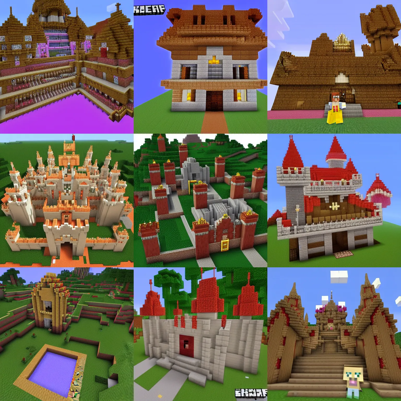 Prompt: minecraft princess peach's castle