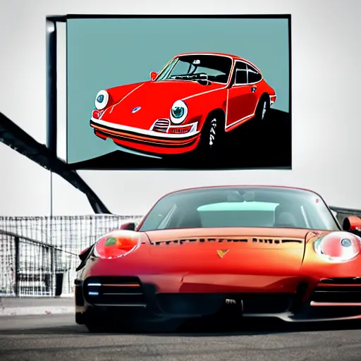 Image similar to a porsche 9 1 1 in the style of andy warhol