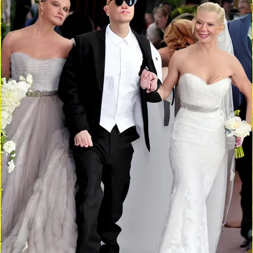 Image similar to eminem wearing a wedding dress, picture, wedding, photo, snapshot, breaking news,