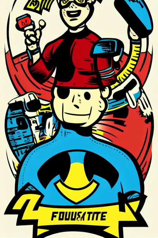 Image similar to fallout 7 6 retro futurist illustration art by butcher billy, sticker, colorful, illustration, highly detailed, simple, smooth and clean vector curves, no jagged lines, vector art, smooth andy warhol style