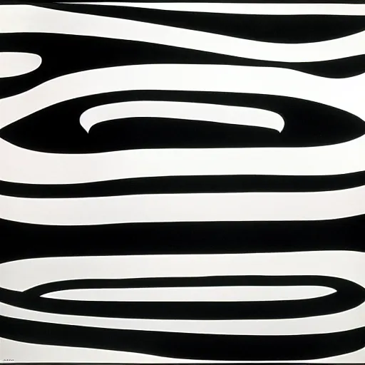 Prompt: river shapes ( water shapes ) curves ( black white red ) ( big circle ) bridget riley museum of modern art new york
