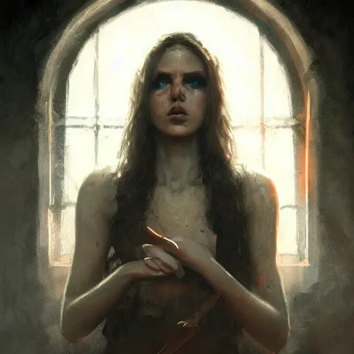 Image similar to beautiful young woman, wizard, high detail, dramatic light, digital art, dark, painted by seb mckinnon and greg rutkowski, trending on artstation