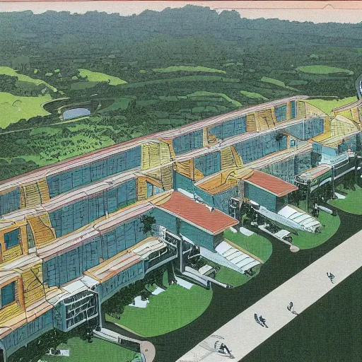 Image similar to a housing estate in singapore, by moebius