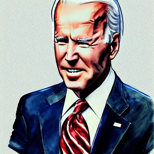 Prompt: a perfect, realistic professional digital sketch of Joe Biden in style of Marvel, full length, by pen and watercolor, by a professional American artist on ArtStation, a hollywood-style sketch, on high-quality paper
