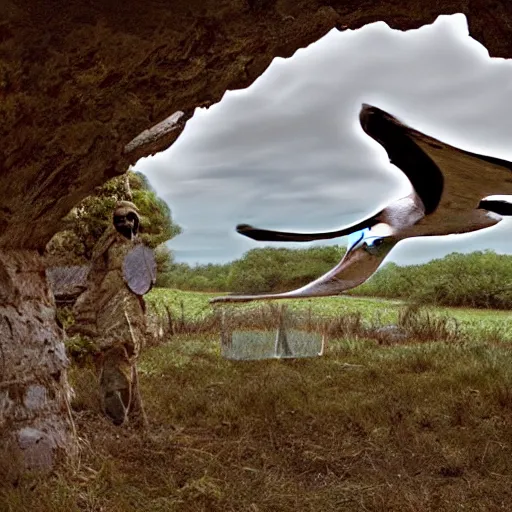 Image similar to i for one imagine that a pterodactyl flew no less well than does an albatross cinematic 3 5 mm realistic hdr