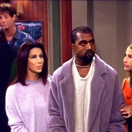 Image similar to Kanye West playing a guest role on Friends, 1998, sitcom, vhs tape