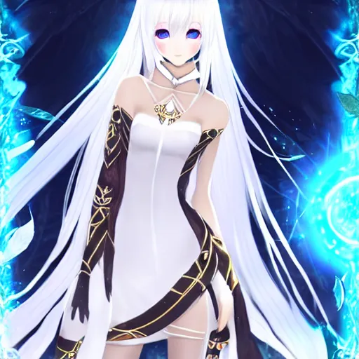 Prompt: goddess, pale, holy, gorgeous, white dress, high fantasy, Blade and Soul