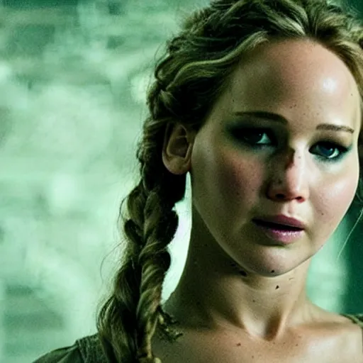 Prompt: jennifer lawrence is the frankenstein monster, still from the frankenstein movie