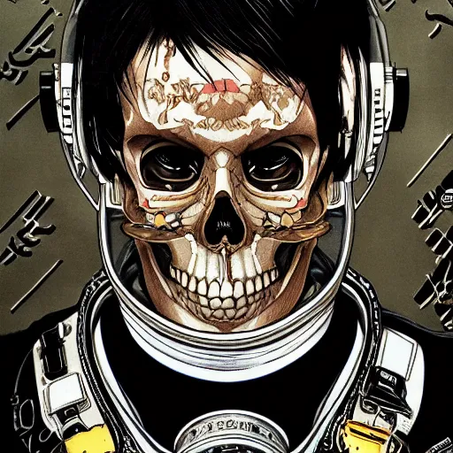 Image similar to anime manga skull portrait young man skeleton, astronaut space, intricate, elegant, highly detailed, digital art, ffffound, art by JC Leyendecker and sachin teng