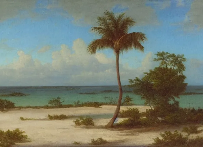 Image similar to florida keys in the style of hudson river school of art, oil on canvas