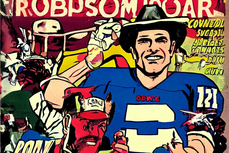 Image similar to My dad is a football cowboy, comic book