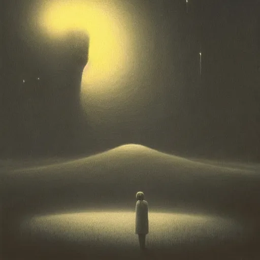 Image similar to Australian winter night, trending on artstation, 30mm, by zdzisław beksiński