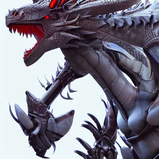 Image similar to stunning cinematic realistic back end shot with an upward angle, of a beautiful hot anthropomorphic robot female dragon, well designed highly detailed cute female dragon head with slick eyes, looking back at the camera with a smirk, well armored, detailed claws, high quality, HD octane render, fantasy, furry art, Artstation, Deviantart, Furaffinity