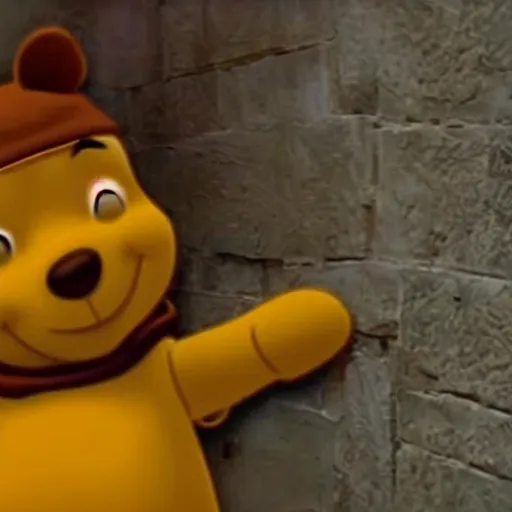 Prompt: A still of Winnie the Pooh if he was Keanu Reeves