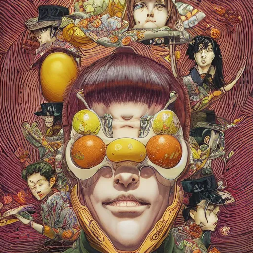 Image similar to portrait of icecream, symmetrical, by yoichi hatakenaka, masamune shirow, josan gonzales and dan mumford, ayami kojima, takato yamamoto, barclay shaw, karol bak